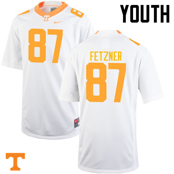 Youth #87 Logan Fetzner Tennessee Volunteers College Football Jerseys-White - Click Image to Close